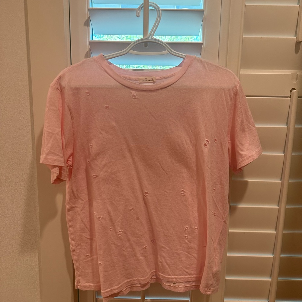 Pink distressed tee